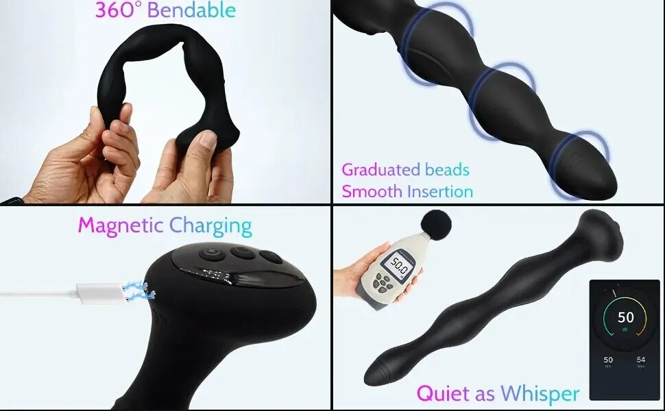 Kho sỉ Que rung hậu môn dạng chuỗi toả nhiệt silicon siêu mềm có thể uốn cong hàng mới về