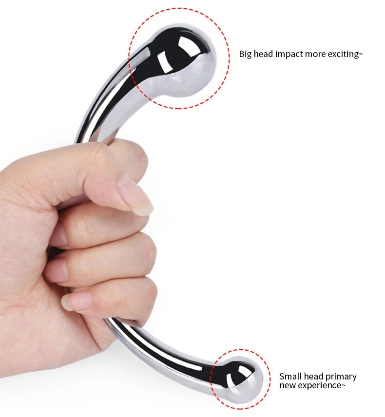 Bỏ sỉ Que inox hai đầu cong chữ C dụng cụ massage kích thích hậu môn tuyến tiền liệt hàng xách tay