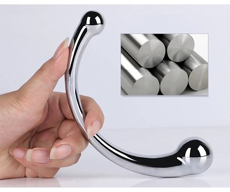 Bỏ sỉ Que inox hai đầu cong chữ C dụng cụ massage kích thích hậu môn tuyến tiền liệt hàng xách tay