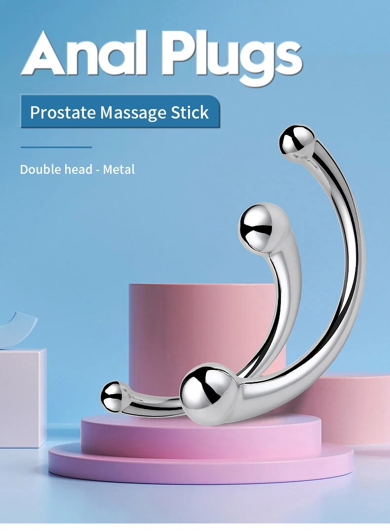 Bỏ sỉ Que inox hai đầu cong chữ C dụng cụ massage kích thích hậu môn tuyến tiền liệt hàng xách tay