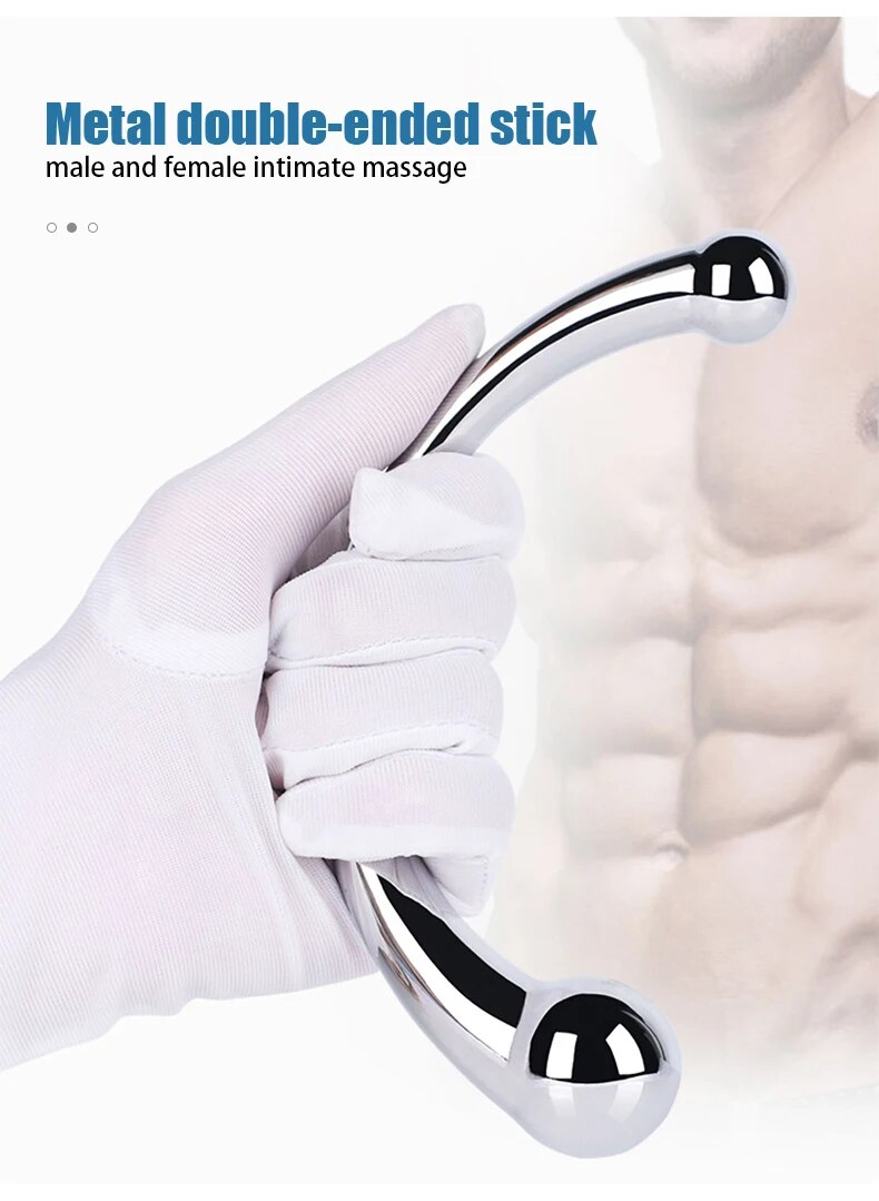 Bỏ sỉ Que inox hai đầu cong chữ C dụng cụ massage kích thích hậu môn tuyến tiền liệt hàng xách tay