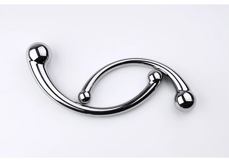Que inox hai đầu cong chữ C massage kích thích hậu môn tuyến tiền liệt