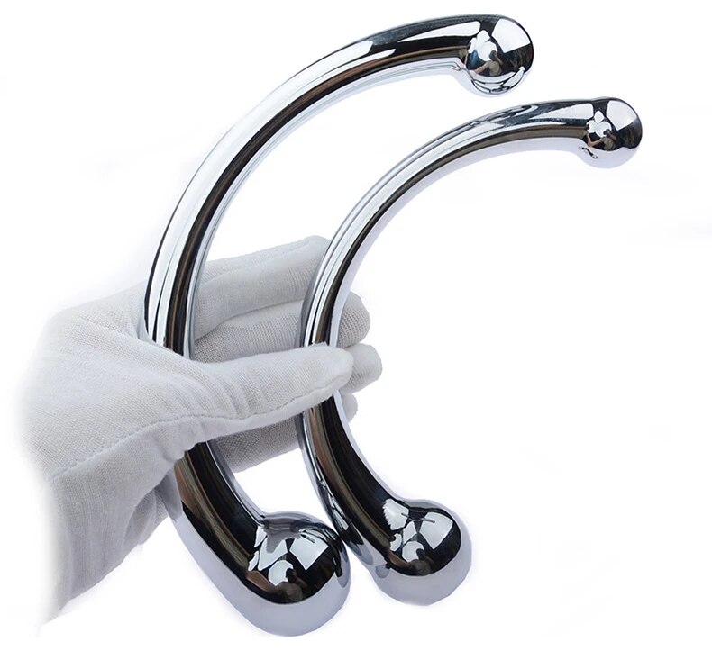 Que inox hai đầu cong chữ C massage kích thích hậu môn tuyến tiền liệt