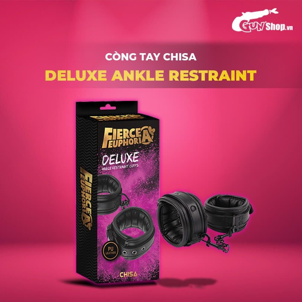 Còng tay Chisa Fierce Euphoria Deluxe ankle restraint cuffs PU cao cấp