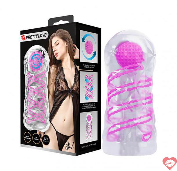Cốc thủ dâm trong suốt Pretty Love Fantasy Masturbator Pink có bóng xoay
