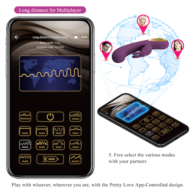 Dương vật giả Pretty Love Liam 12 chế độ rung điều khiển app điện thoại