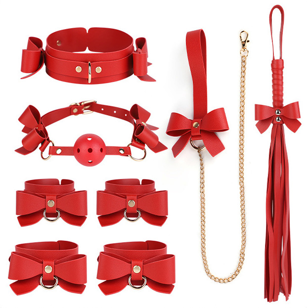 Bộ dụng cụ bạo dâm 5 món đính nơ dễ thương kích thích khoái cảm BDSM mới
