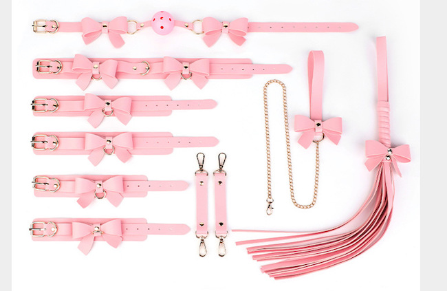 Bộ dụng cụ bạo dâm 5 món đính nơ dễ thương kích thích khoái cảm BDSM mới
