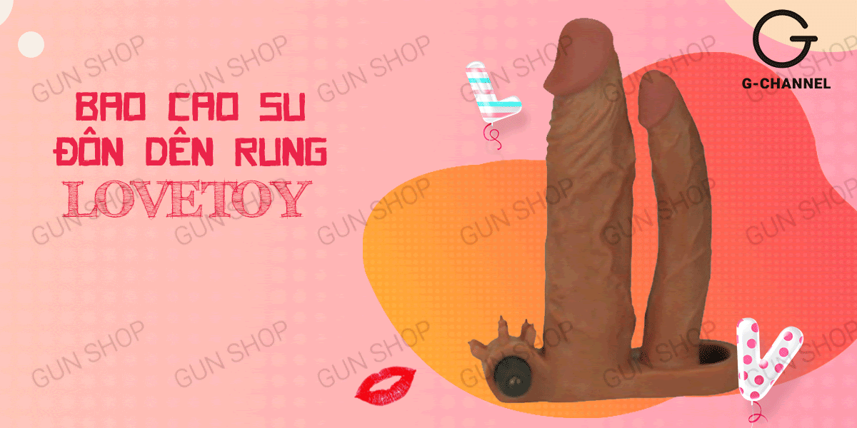Bao cao su đôn dên tăng kích thước rung mạnh Lovetoy 2 đầu Bao cao su đôn dên tăng kích thước rung mạnh Lovetoy 2 đầu