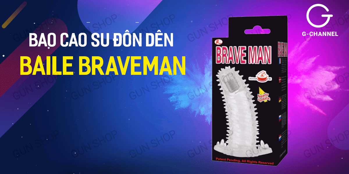 Bao cao su đôn dên tăng kích thước rung phần đầu dương vật Baile Braveman Bao cao su đôn dên tăng kích thước rung phần đầu dương vật Baile Braveman