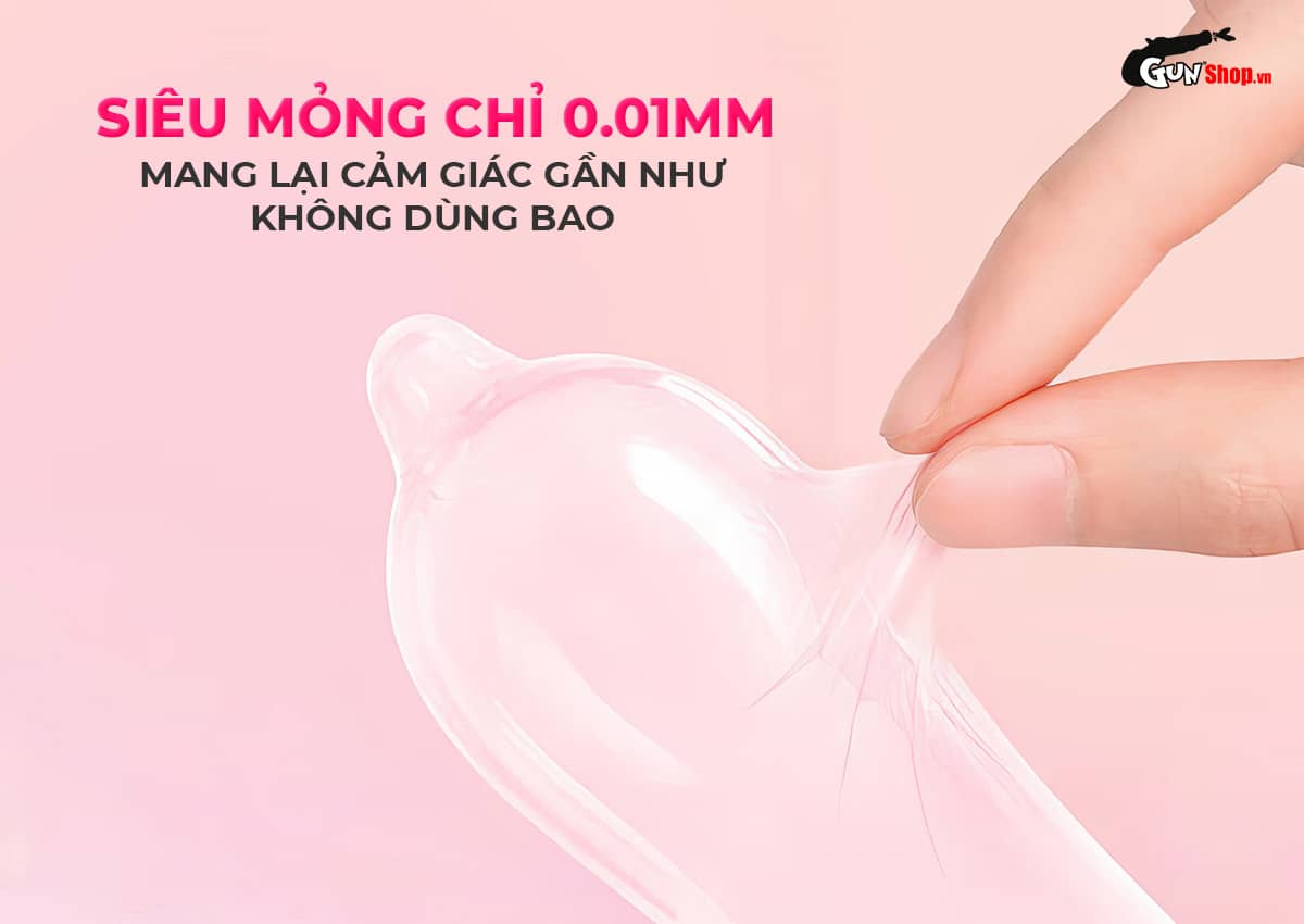 Giá sỉ Bao cao su Okamoto 0.01 PU - Siêu mỏng tàng hình, truyền nhiệt chân thật - Hộp 4 cái chính hãng