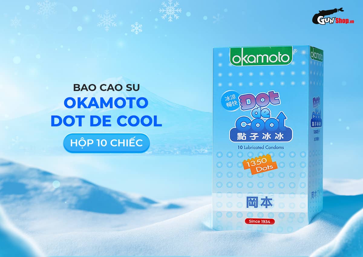 Bỏ sỉ Bao cao su Okamoto Dot De Cool - Gai lạnh, kéo dài thời gian - Hộp 10 cái loại tốt