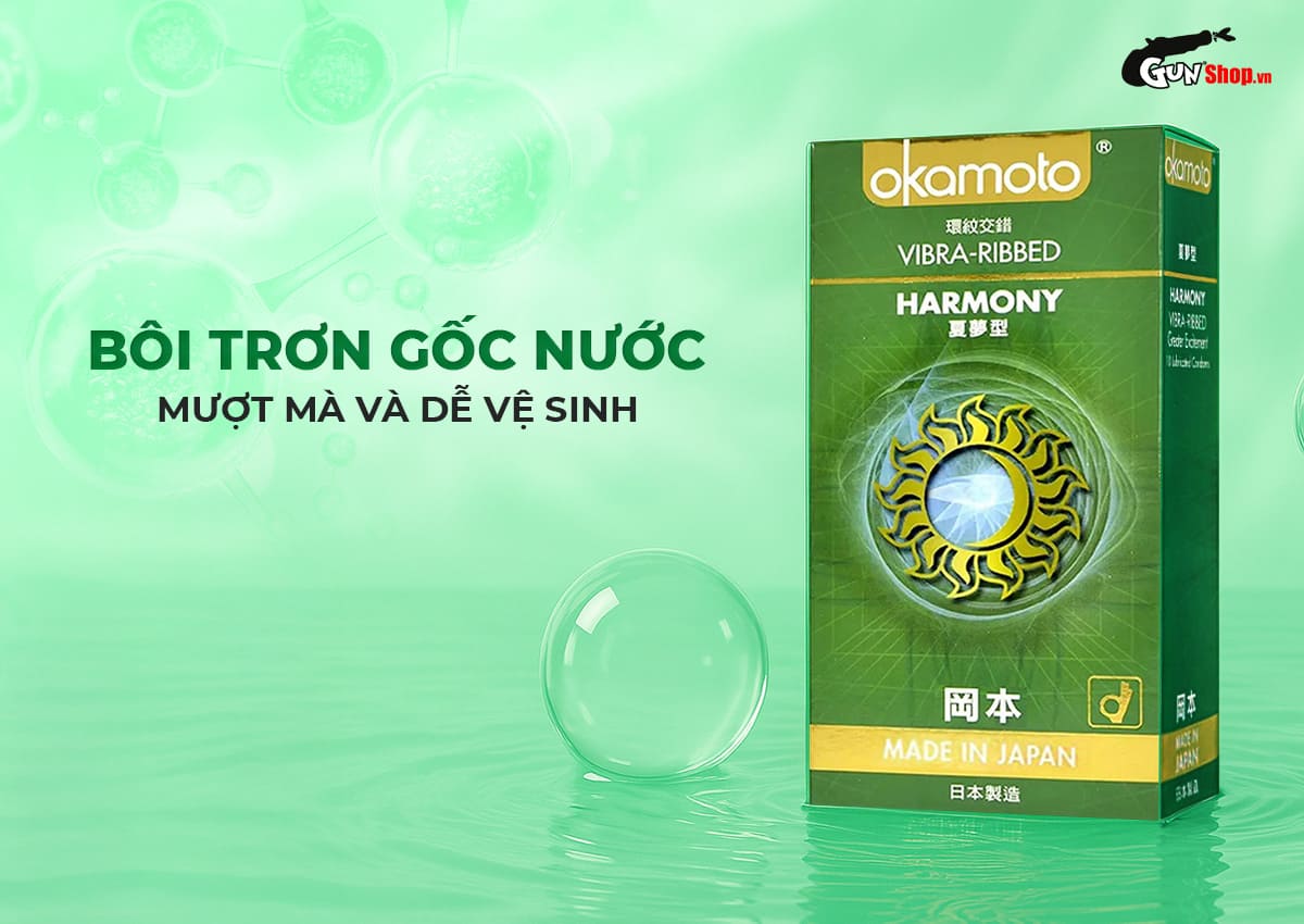 Bán Bao cao su Okamoto Harmony - Gân sọc, siêu mỏng - Hộp 10 cái tốt nhất