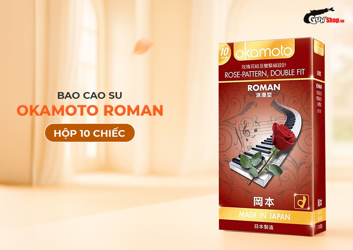 Kho sỉ Bao cao su Okamoto Roman - Vân hoa hồng, ôm khít - Hộp 10 cái mới nhất
