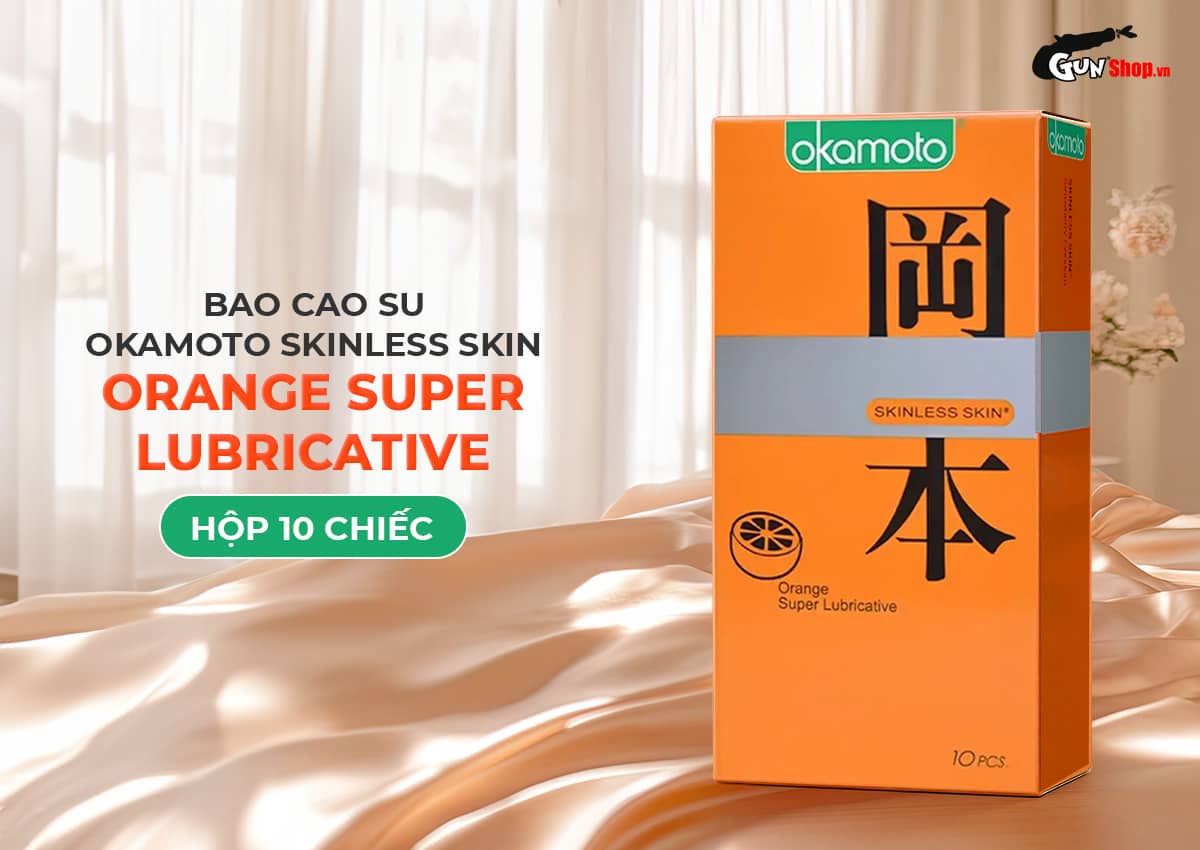Giá sỉ Bao cao su Okamoto Skinless Skin Orange Super Lubricative - Hương cam - Hộp 10 cái giá sỉ