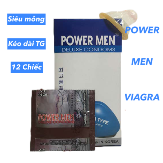  Review Bao cao su Powermen Viagra Type siêu mỏng Power Men kéo dài thời gian giá rẻ