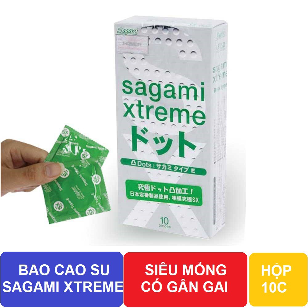  Nhập sỉ Bao cao su Sagami Xtreme Dots Type gân gai - Hộp 10 cái cao cấp