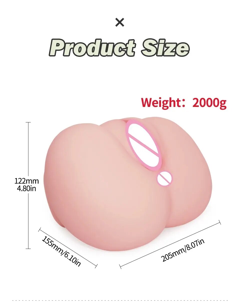 Búp bê tình dục phụ nữ toàn bộ, mông lớn 3D với âm đạo đa kênh, đồ chơi tình dục nam giới, ống tự sướng cho nam