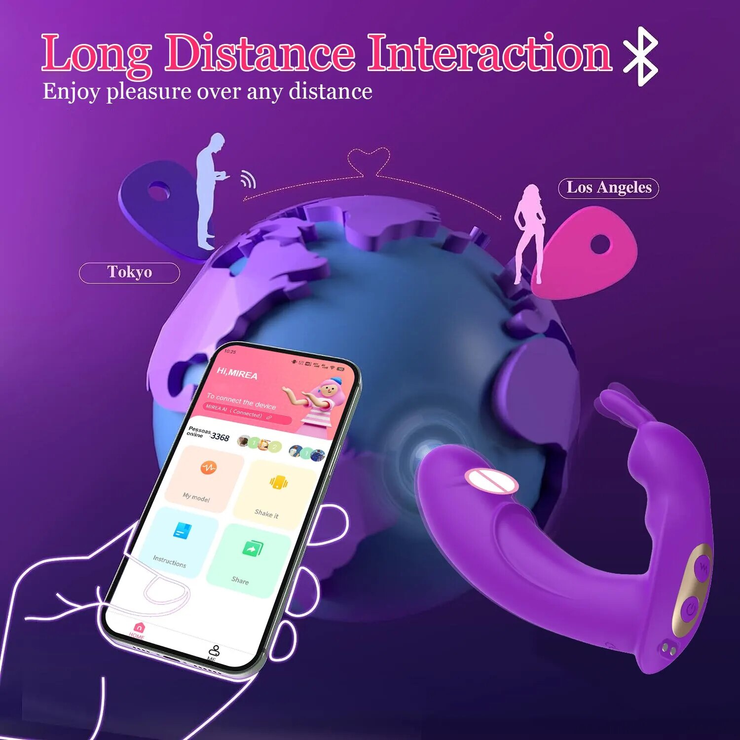 Nhập sỉ Dương vật giả tai thỏ Mirea kết nối Bluetooth điều khiển qua app cao cấp