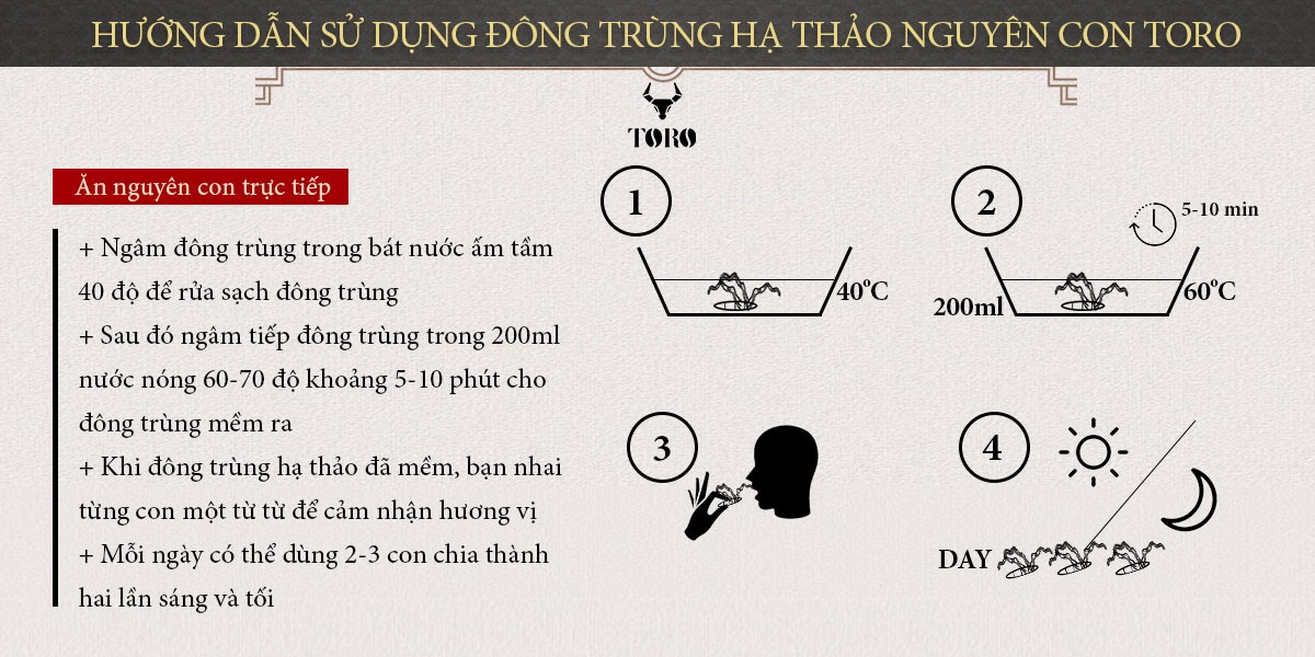 Cung cấp Đông trùng hạ thảo cao cấp nguyên con - Tăng cường sinh lý bồi bổ cơ thể - 5g cao cấp