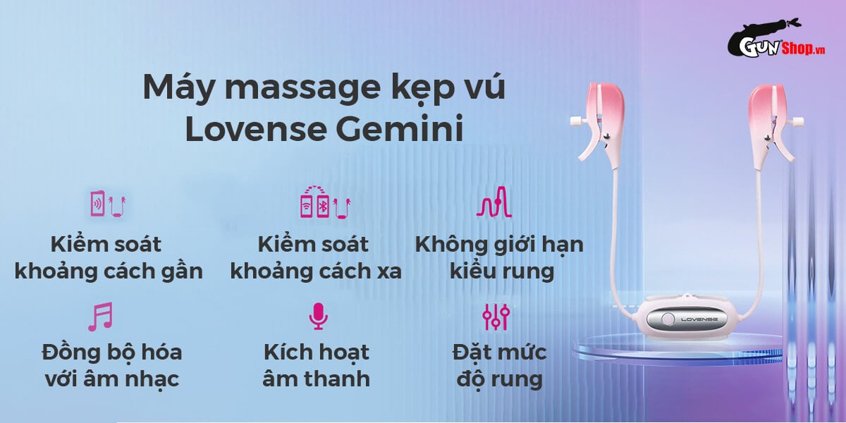 Cửa hàng bán Máy massage kẹp vú Lovense Gemini điều khiển qua app kích thích điểm G cao cấp