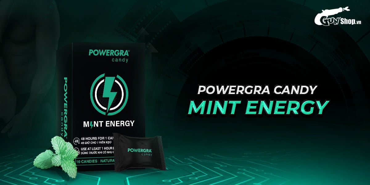 Thông tin Kẹo bạc hà Powergra Mint Energy tăng cường sinh lý nam giới - Hộp 10 viên giá rẻ