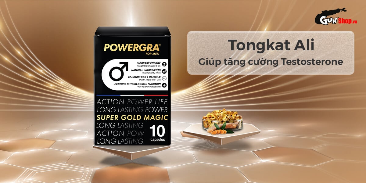 Viên uống tăng kích thước, kéo dài thời gian Powergra For Men (Super Gold Magic) - Hộp 10 viên chính hãng tại Chúng tôi