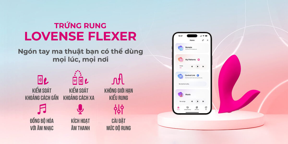 Sỉ Trứng rung 2 đầu Lovense Flexer điều khiển bằng ứng dụng app điện thoại cao cấp